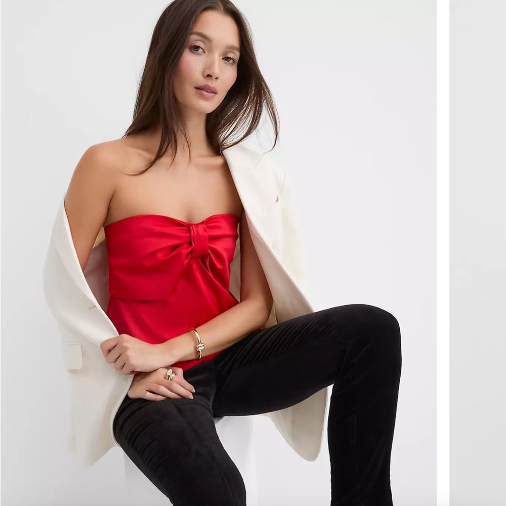NWT Loft Bow Strappy Bustier Top Red Camisole - Picture 2 of 7